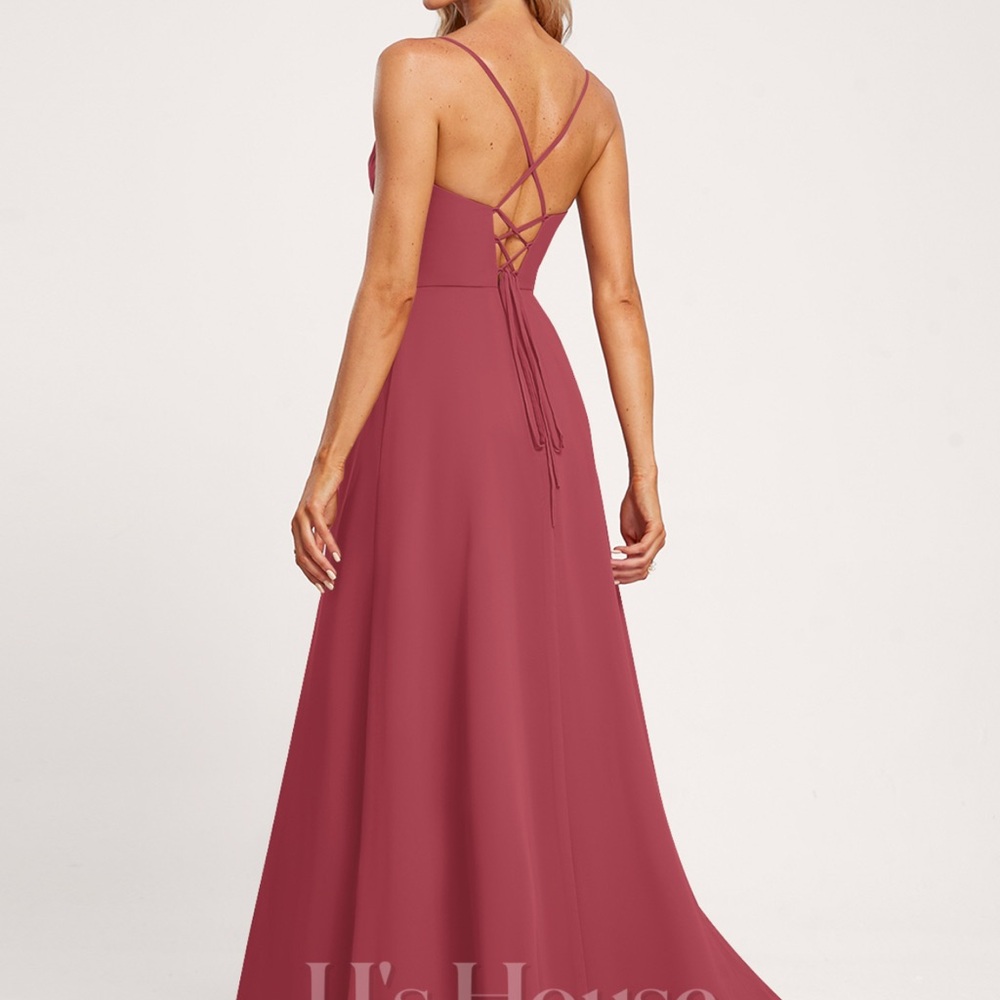 JJ’s House A-line floor length chiffon bridesmaid dress “Cinnamon Rose” Sz 10 - Picture 3 of 9